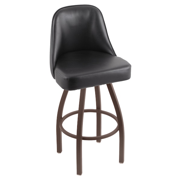 Grizzly 30" Swivel Bar Stool, Bronze Finish, Black Vinyl Seat